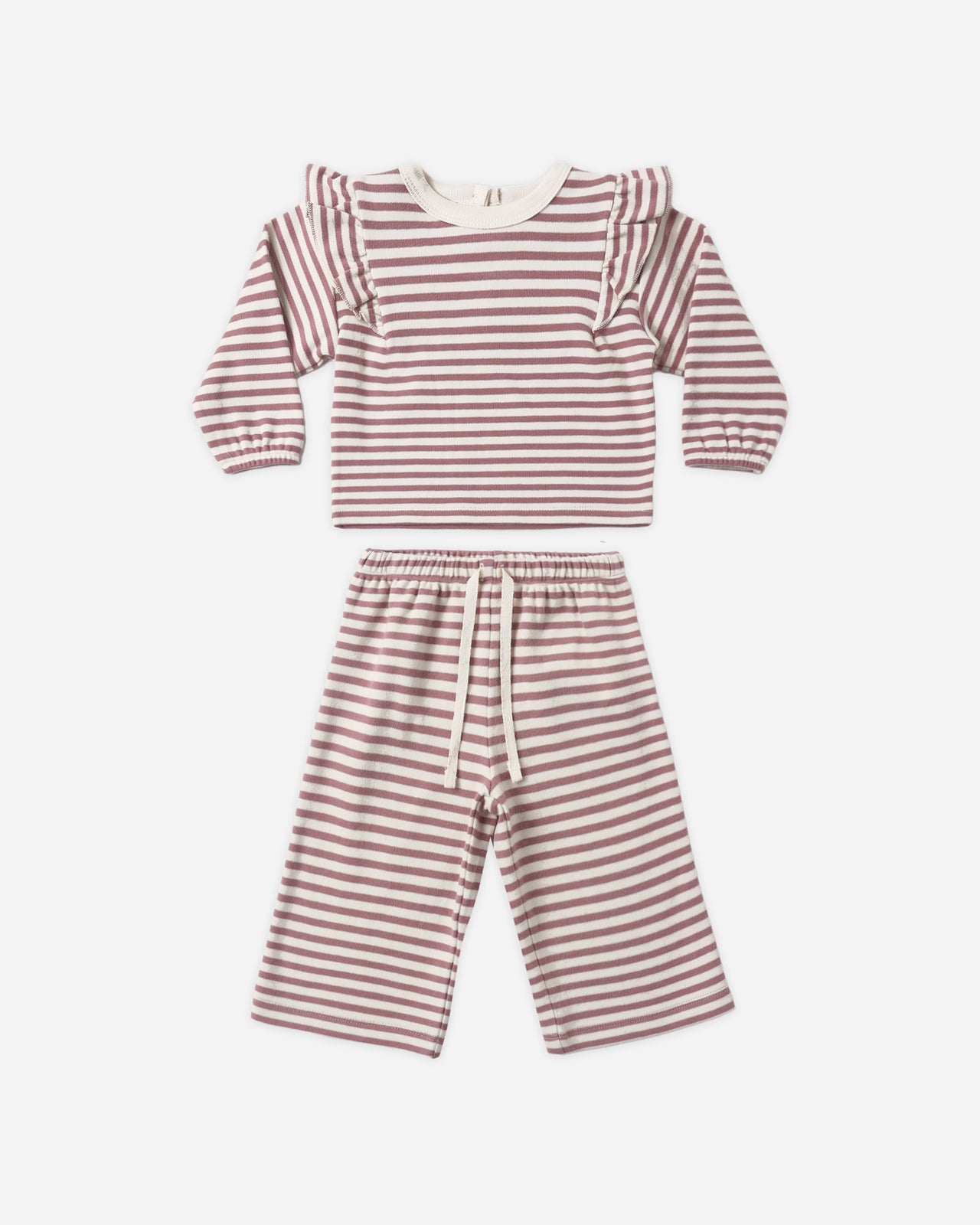 Ruffle Cozy Set || Mulberry Stripe
