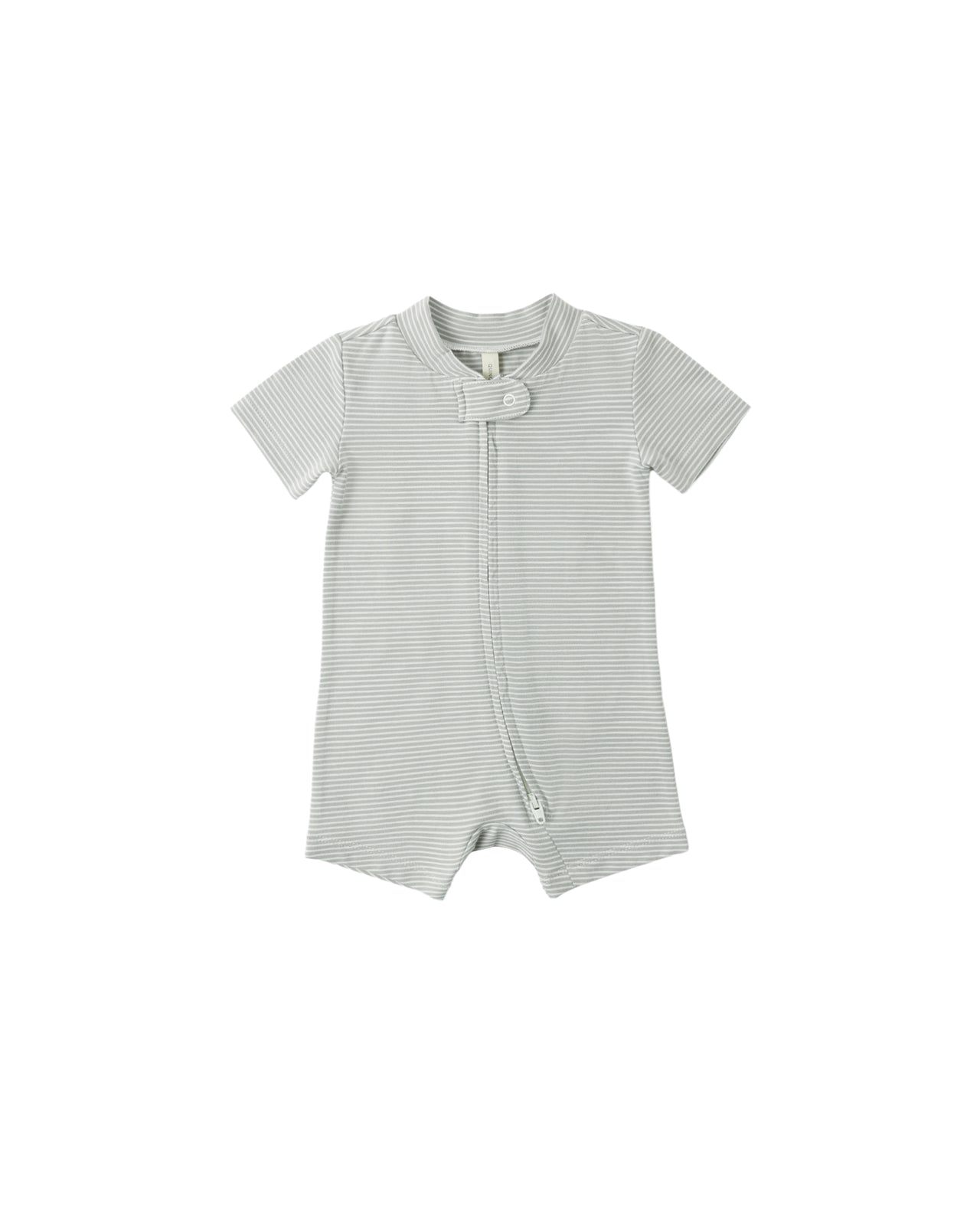 Zip Short Sleeve Sleeper | Sage Micro Stripe