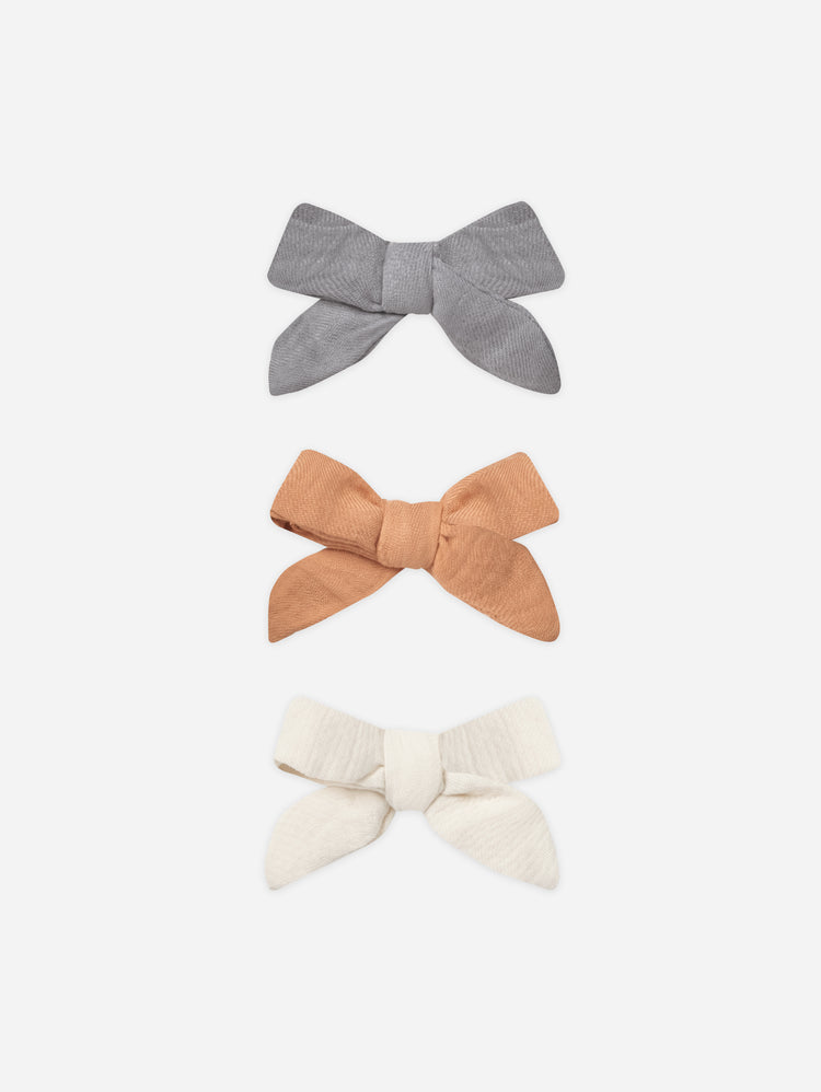 Bow With Clip Set of 3 || Lagoon, Melon & Ivory