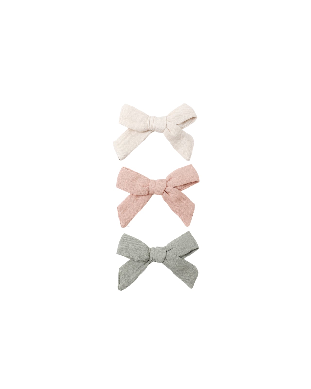 Bow With Clip Set of 3 | Natural, Fern & Rose
