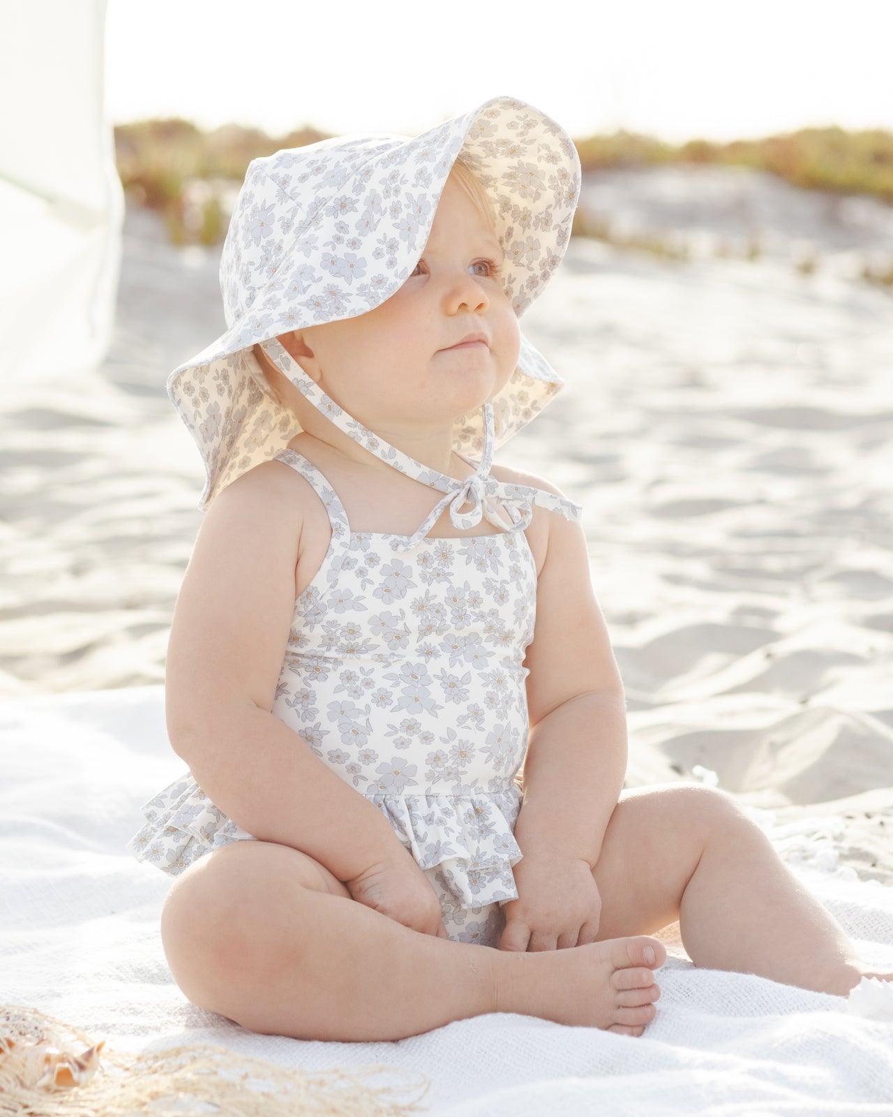 Girl's Sun Hat | Blue Floral