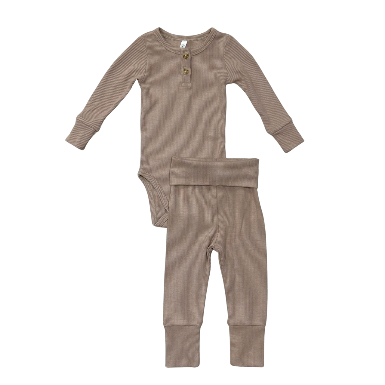 Ribbed Henley Bodysuit & Pant Set | Portabella