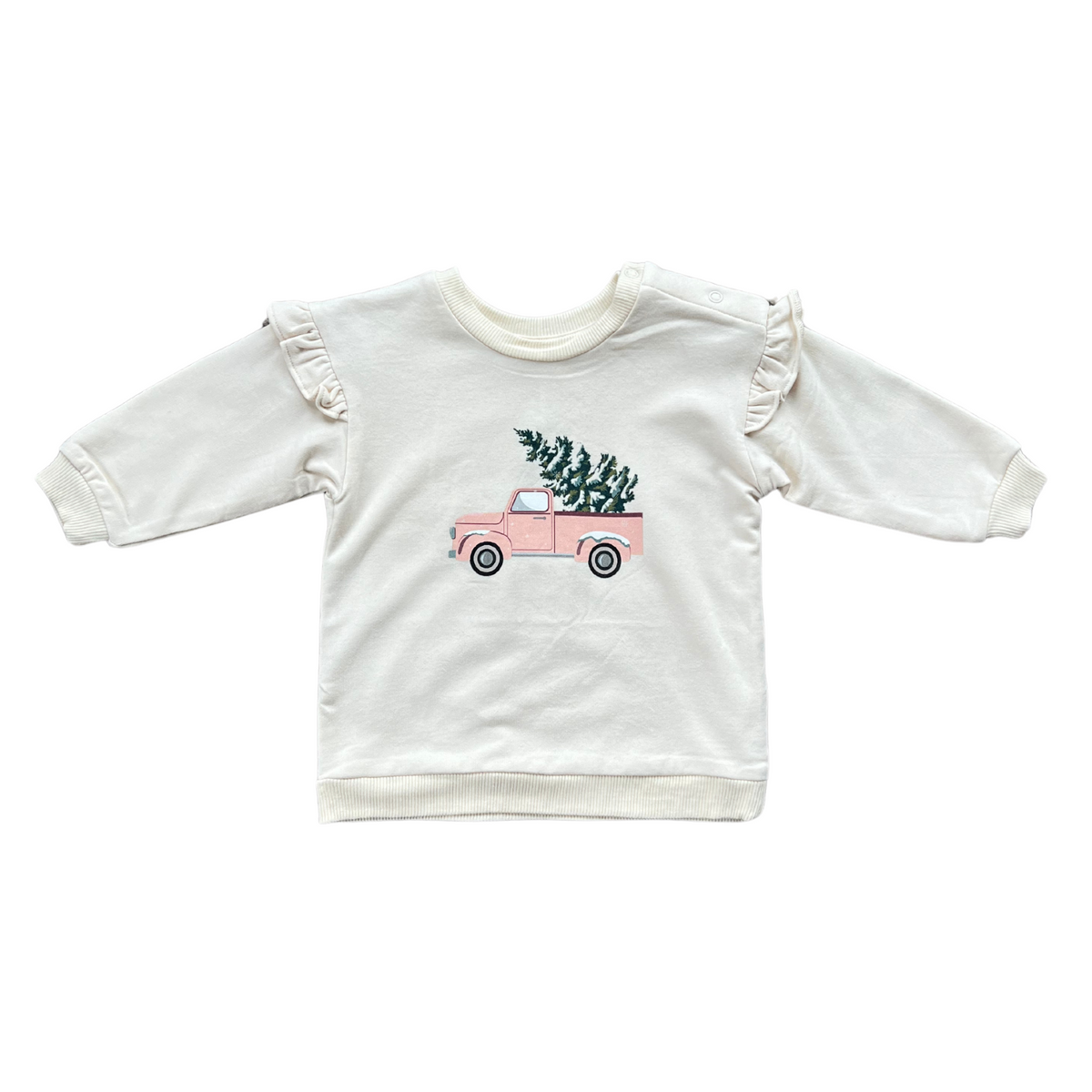 Ruffle Sweatshirt | Girls Christmas Truck