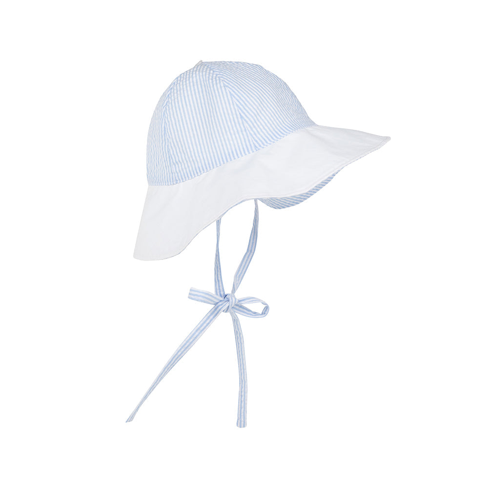 Sawyer Sun Hat | Breakers Blue Seersucker With Worth Avenue White