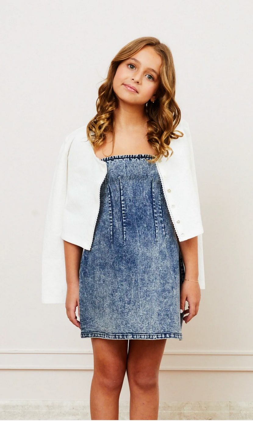 Tali Puff Heart Cardigan | White