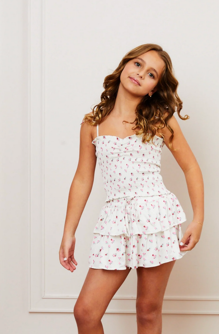 Willow Satin White Rose Skort