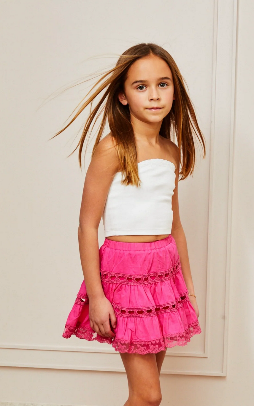 Sofia Heart Bow Lace Mini | Rasberry