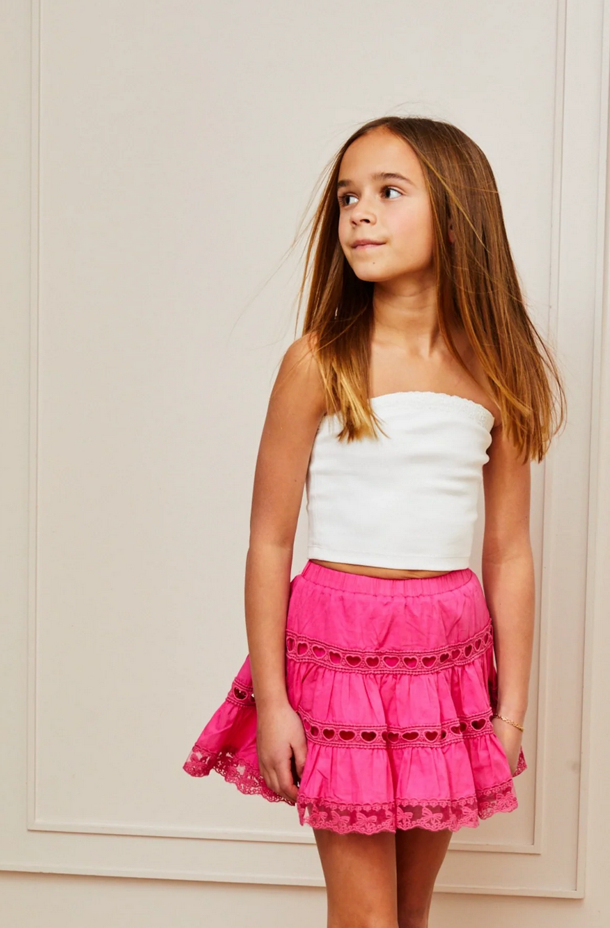 Sofia Heart Bow Lace Mini | Rasberry