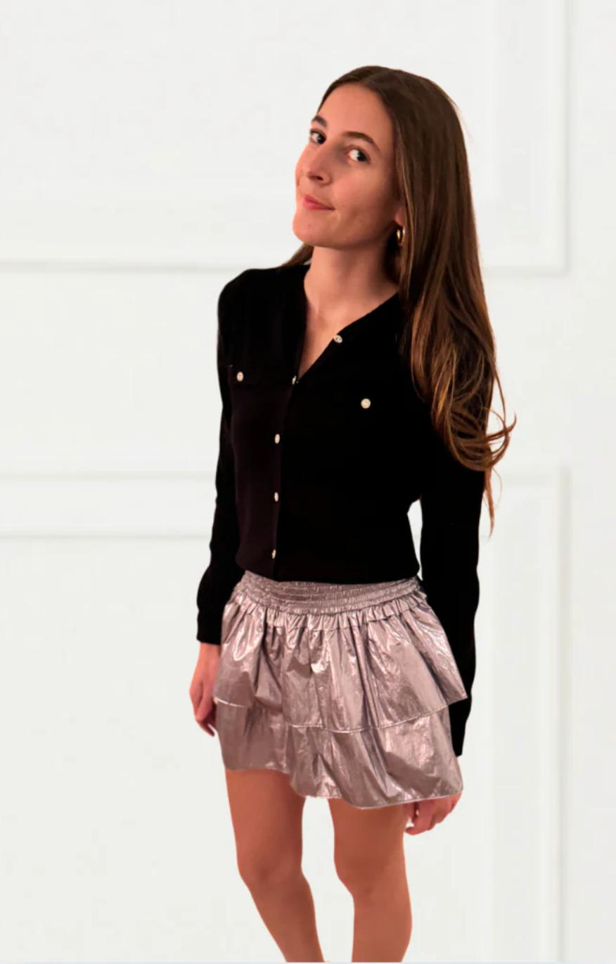 Farrah Lame Silver Ruffle Mini