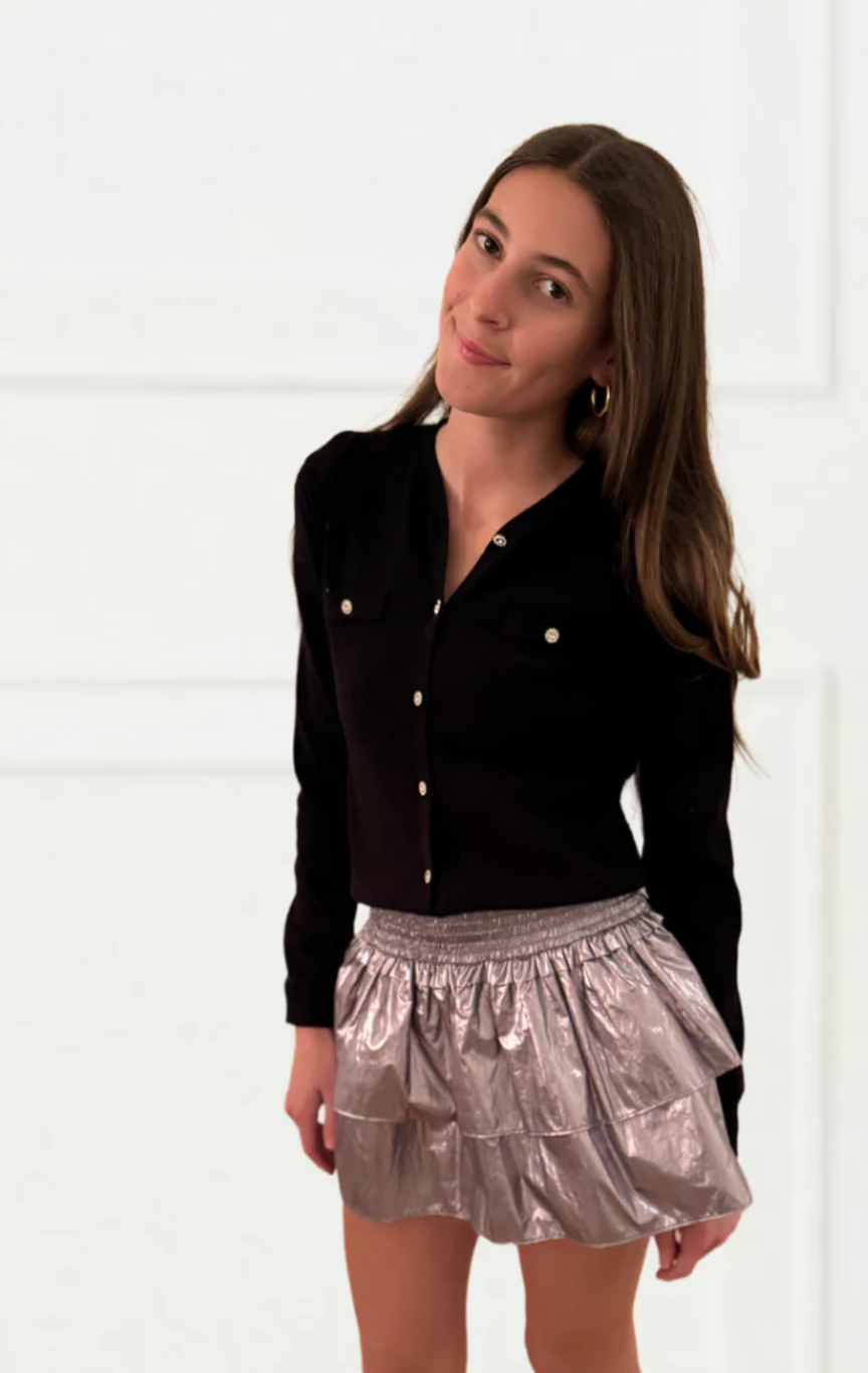 Farrah Lame Silver Ruffle Mini