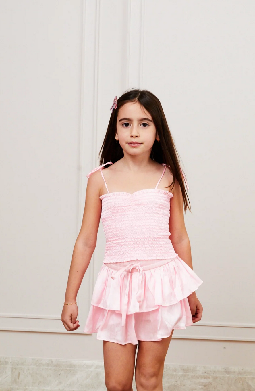 Willow Satin Pale Pink Skort