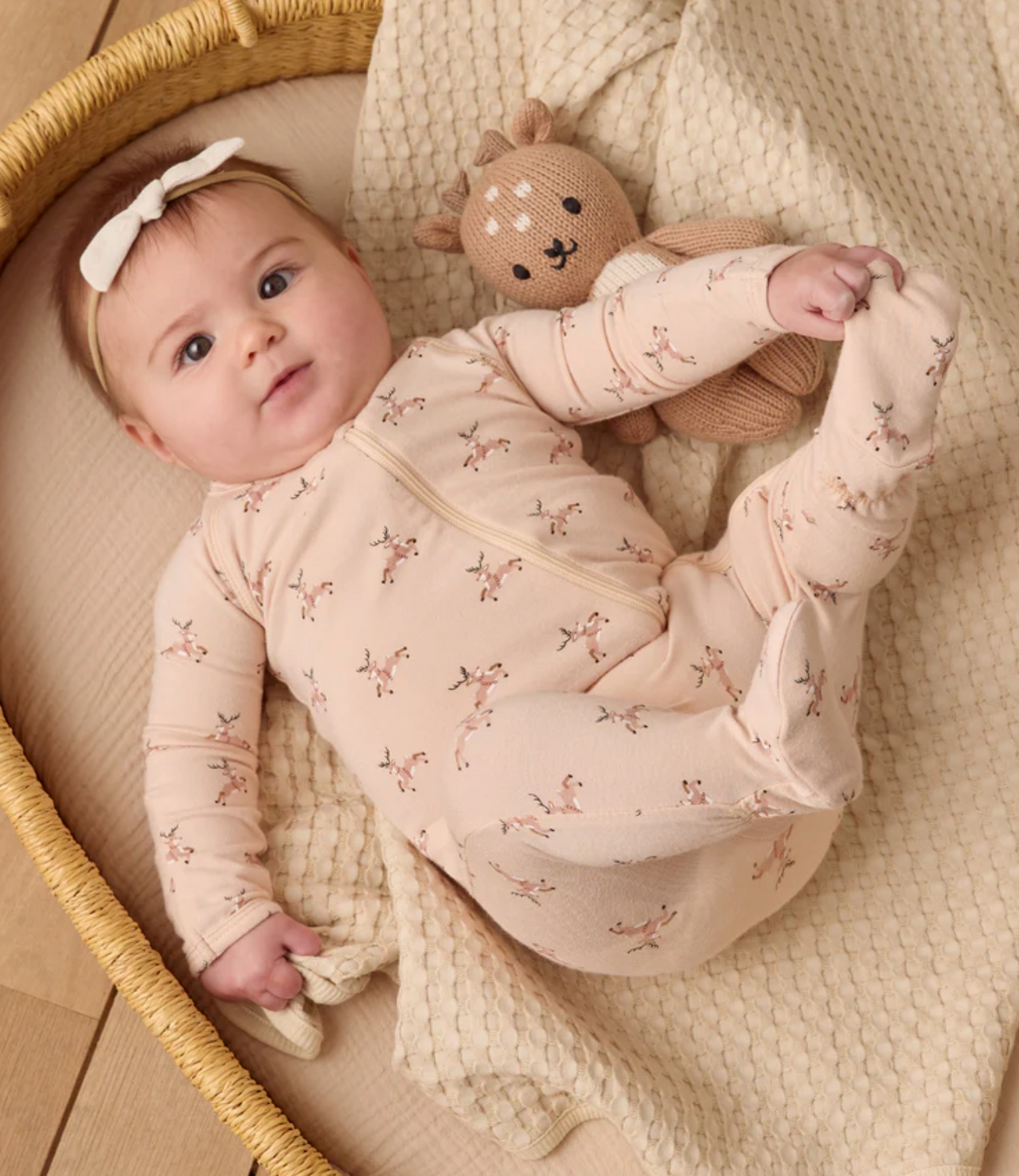 Bamboo Zip Footie | Reindeer