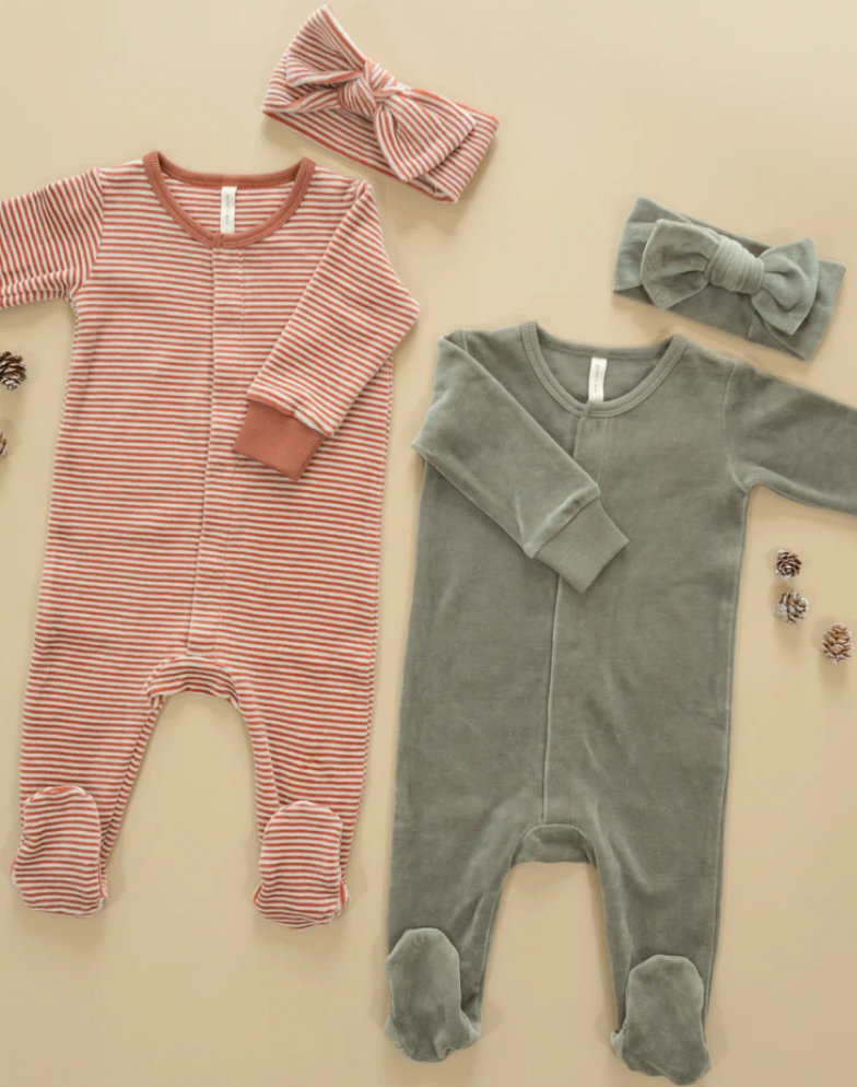 Velour Bow Headband | Candy Stripe