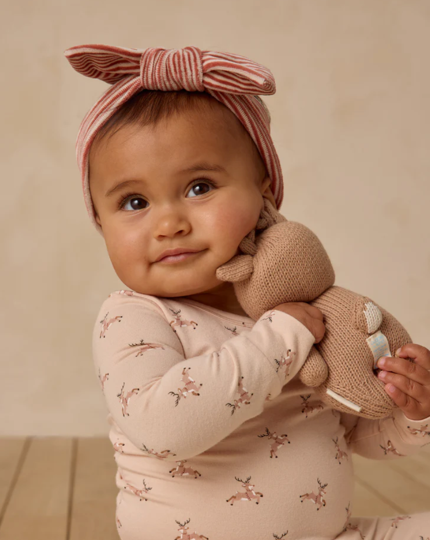 Velour Bow Headband | Candy Stripe