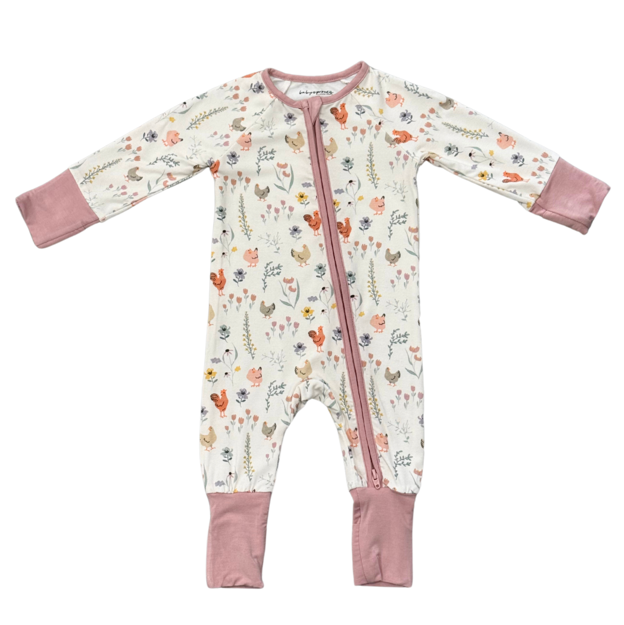 Long Sleeve Zip Romper | Floral Chicken