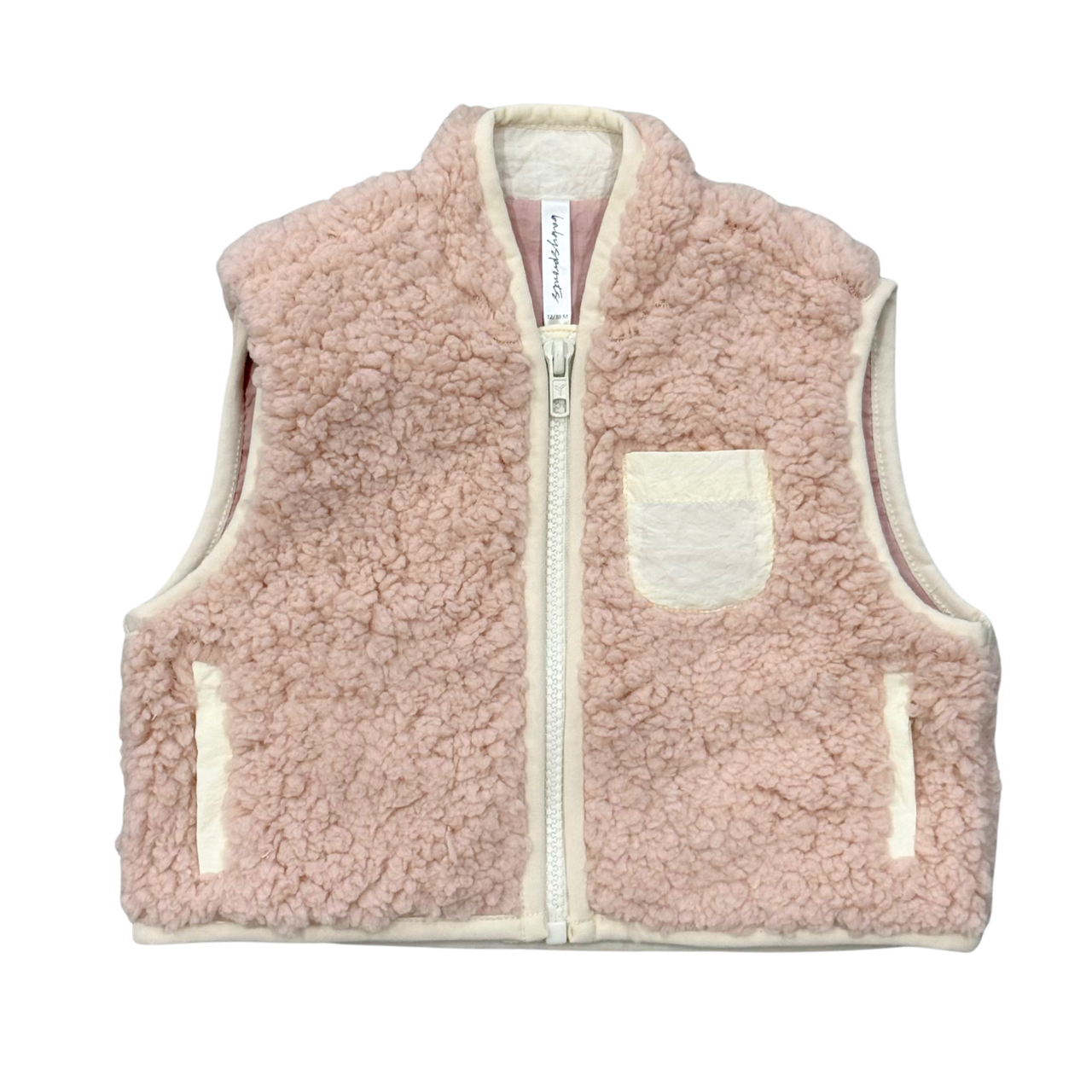 Sherpa Zipper Vest | Soft Pink