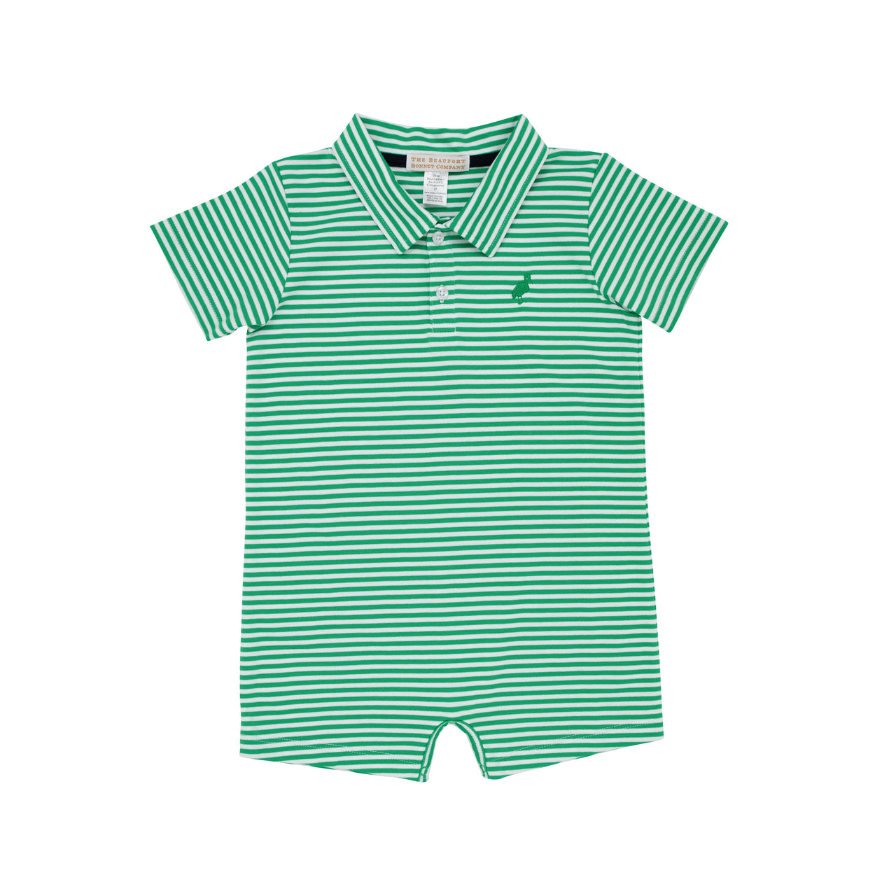 Sir Proper's Romper | Kiawah Kelly Green Stripe w/Kiawah Green Stork