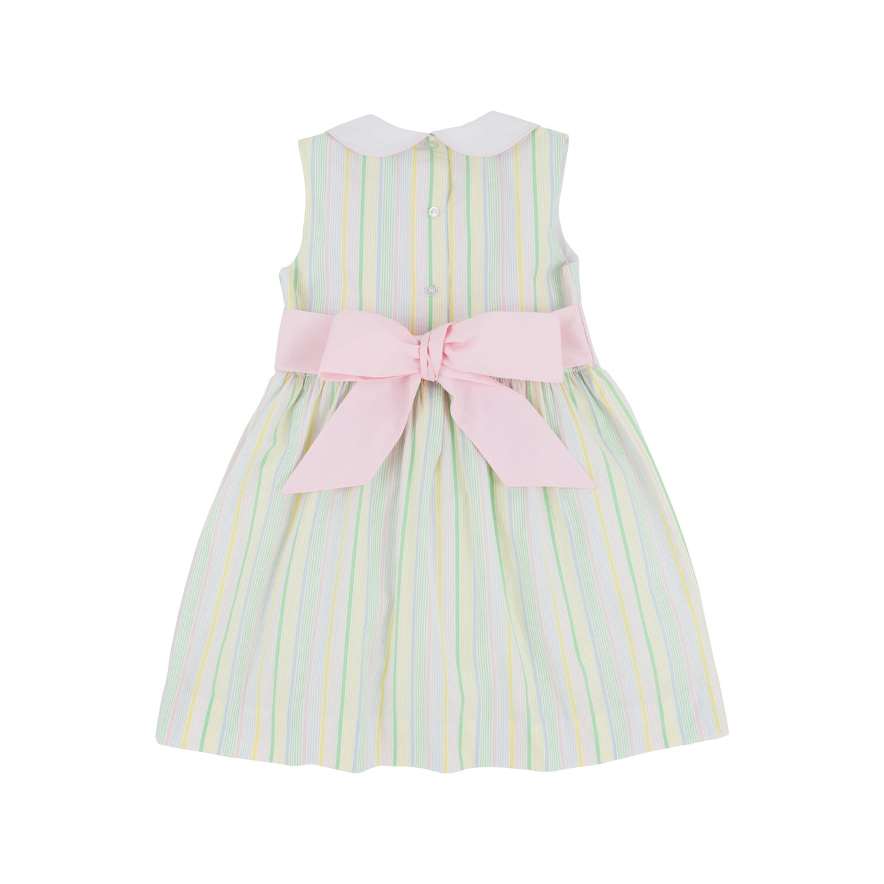 Sleeveless Cindy Lou Sash Dress Santa Maria Seersucker with Palm Beach Pink & Worth Avenue White ** FINAL SALE **