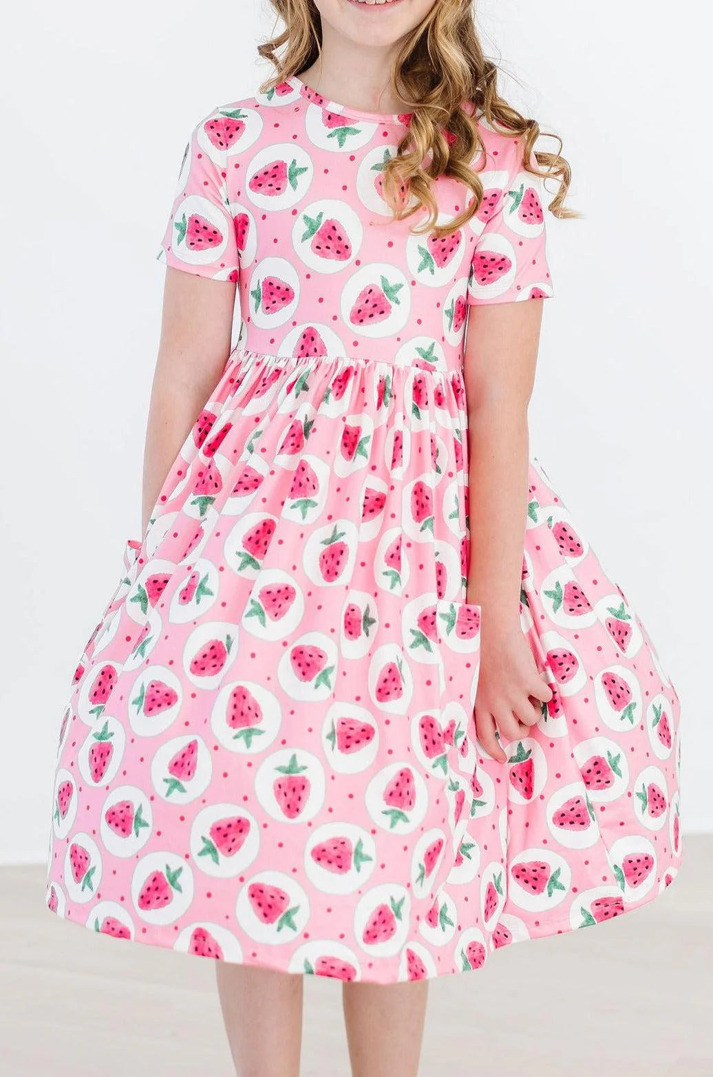 Strawberry Fields Short Sleeve Pocket Twirl Dress