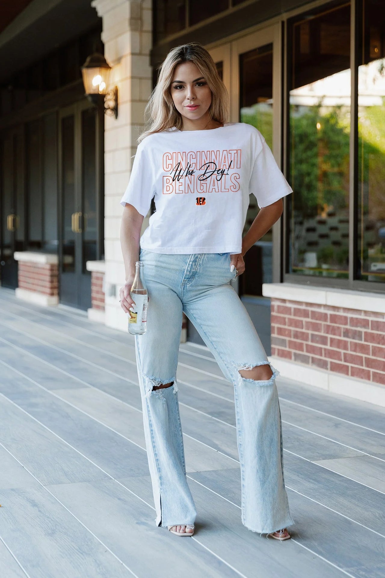 Cincinnati Bengals Keep Playing Boxy Fit Crop Tee