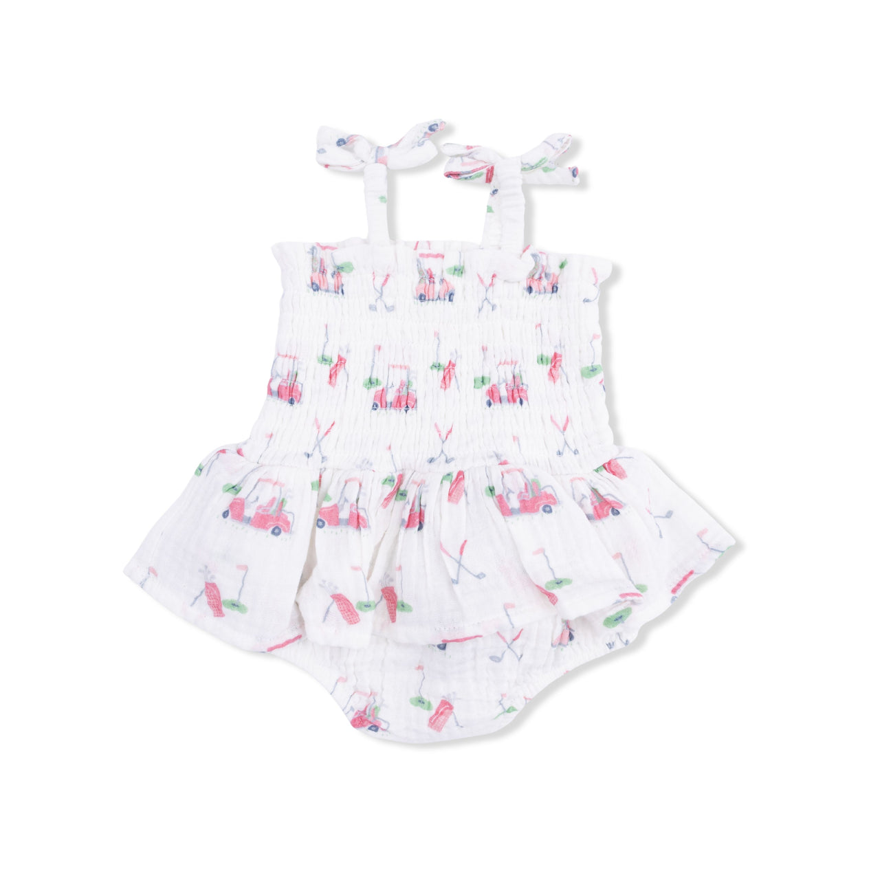 Smocked Bubble with Skirt | Baby Golf Carts Pink