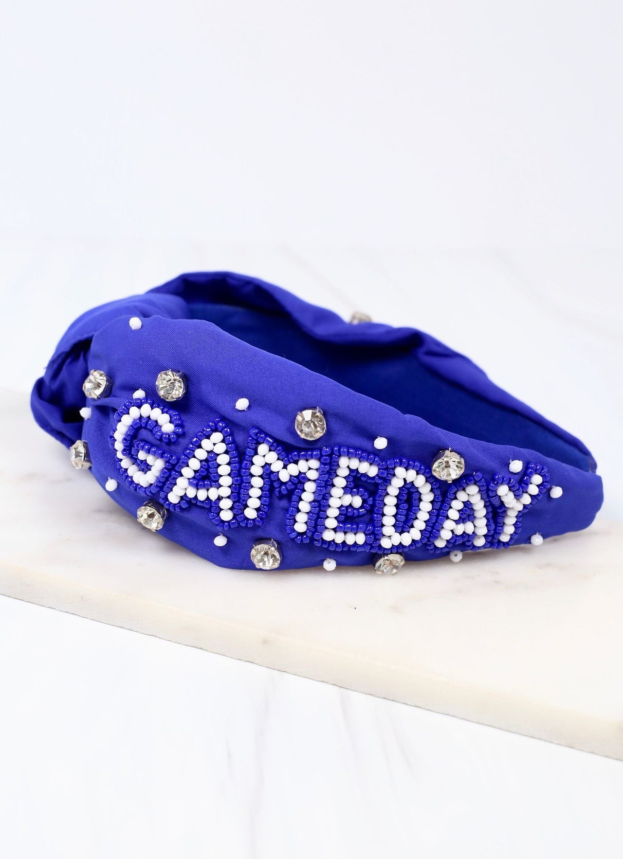 Game Day Embellished Headband | Blue White