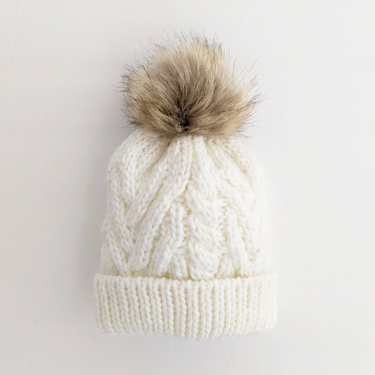 Winter White Pop Pom Pom Beanie Hat Baby & Kids