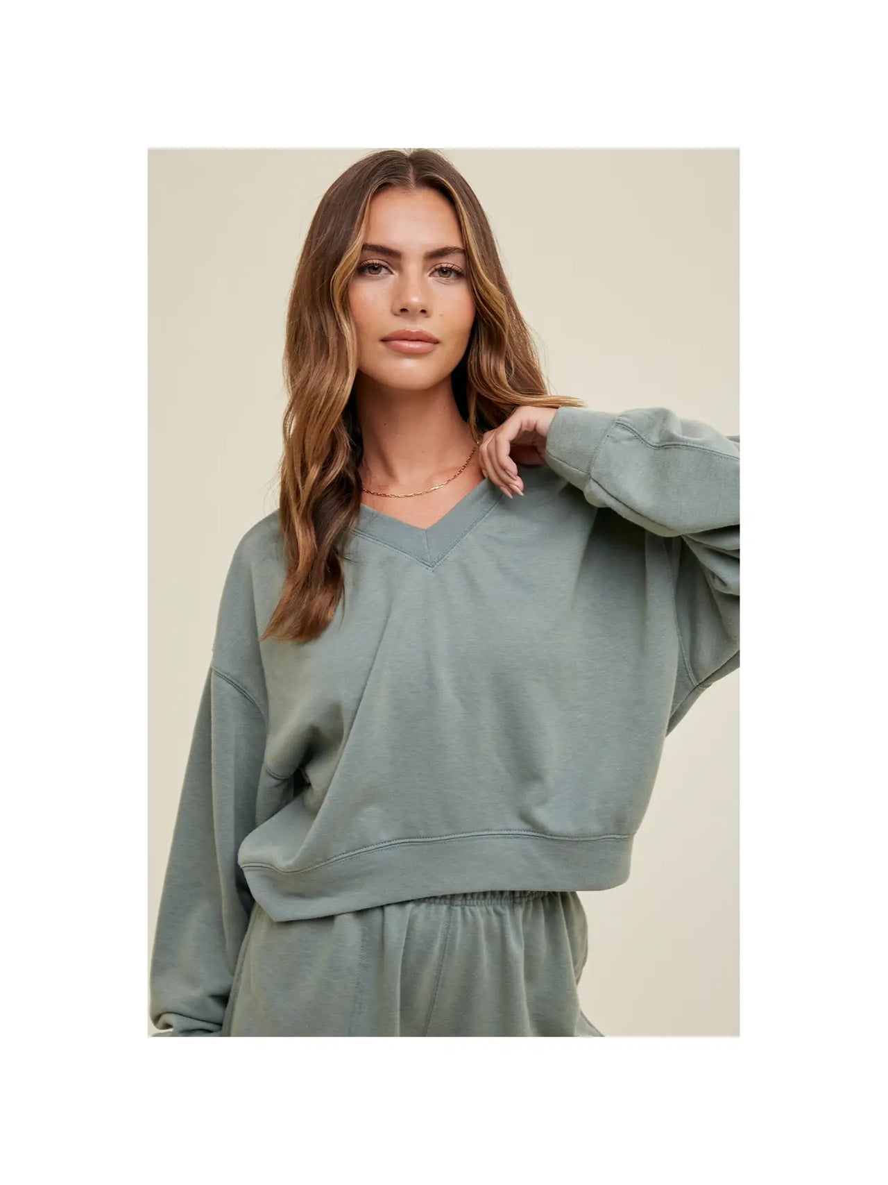 Washed French Terry Crop Sweatshirt