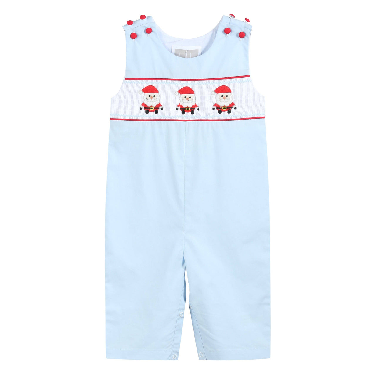 Light Blue Santa Smocked Overalls