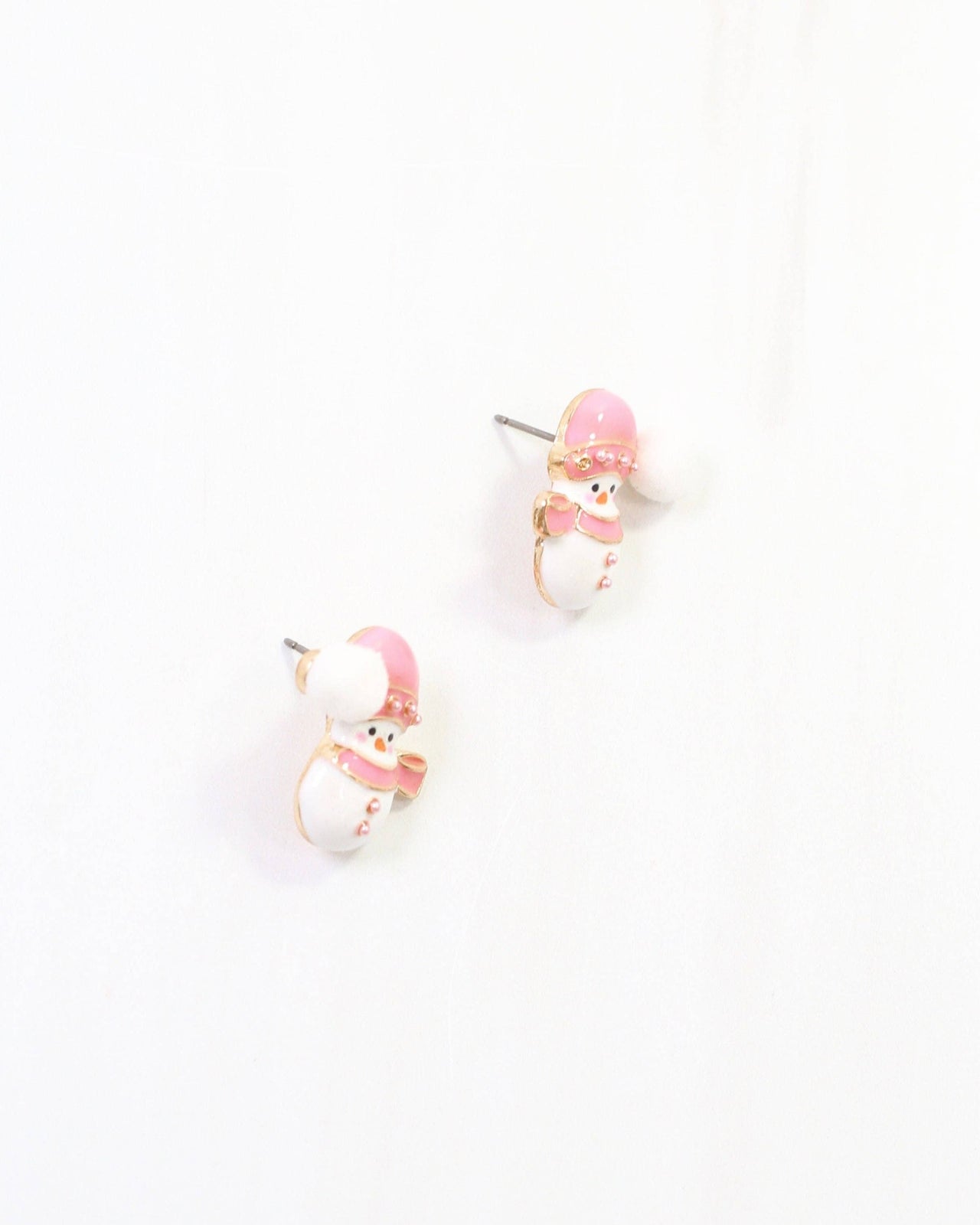 Let it SnowMan Stud Earring Pink