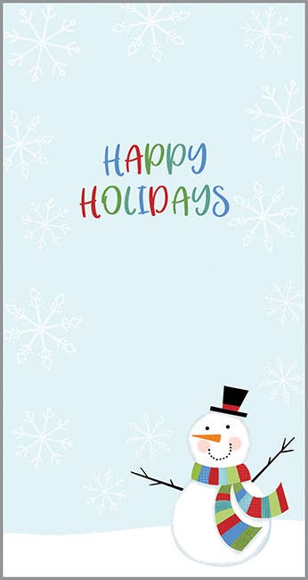Packaged Money Gift Card Holder - Striped Scarf Snowman
