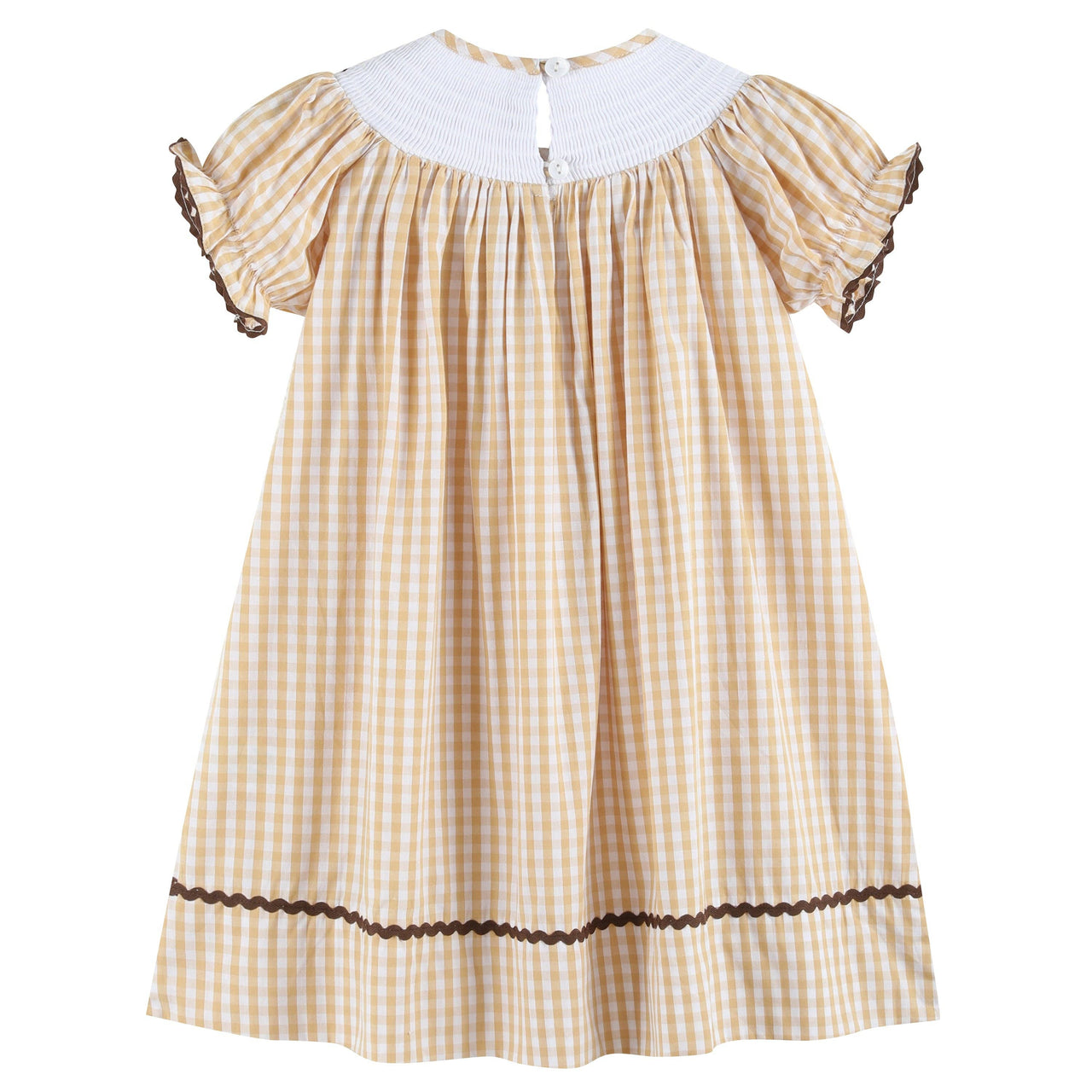 Brown Gingham Turkey Smocked Bishop Dress