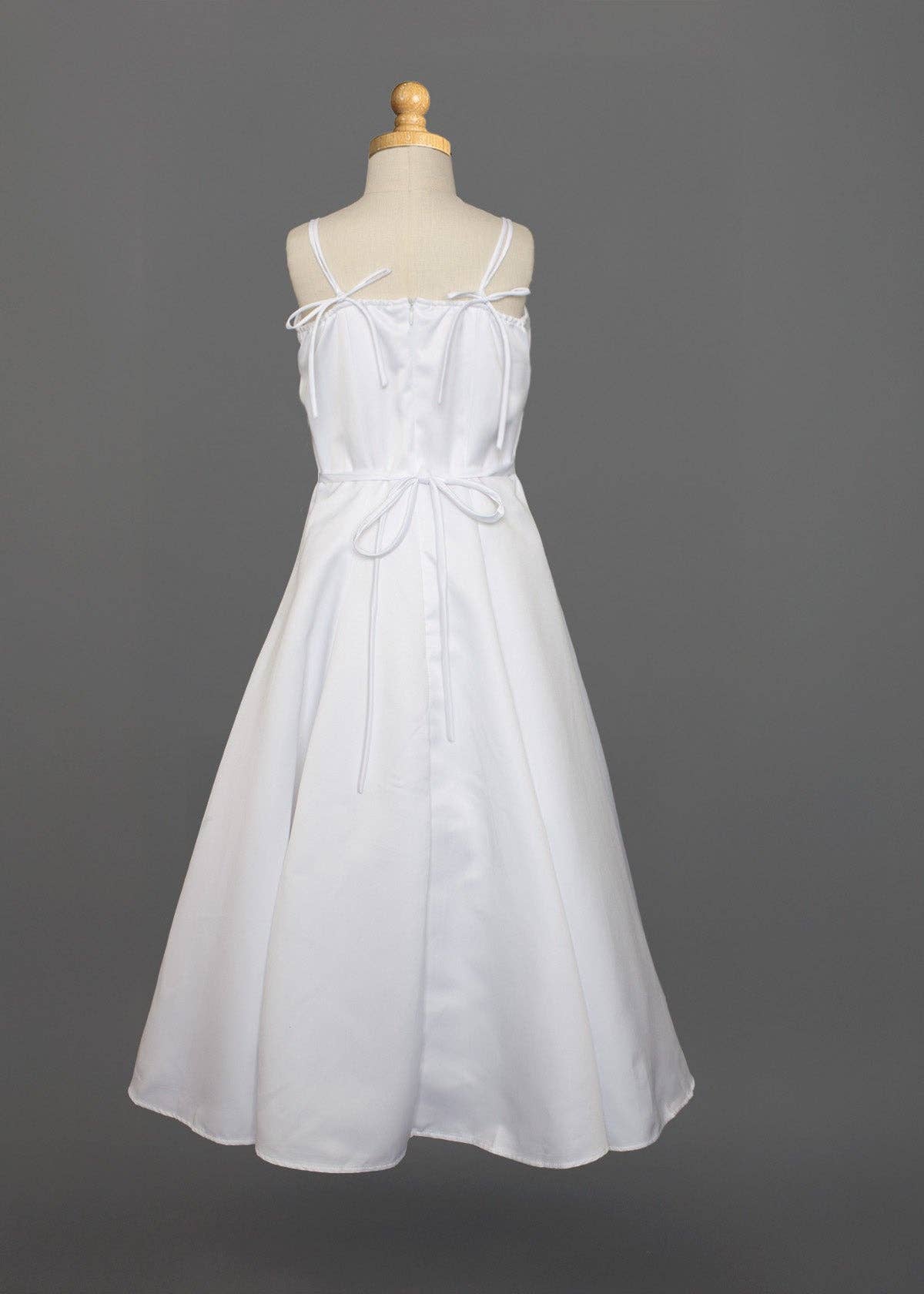 Satin A-Line Communion Dress w/ Hand Beaded Embellishments