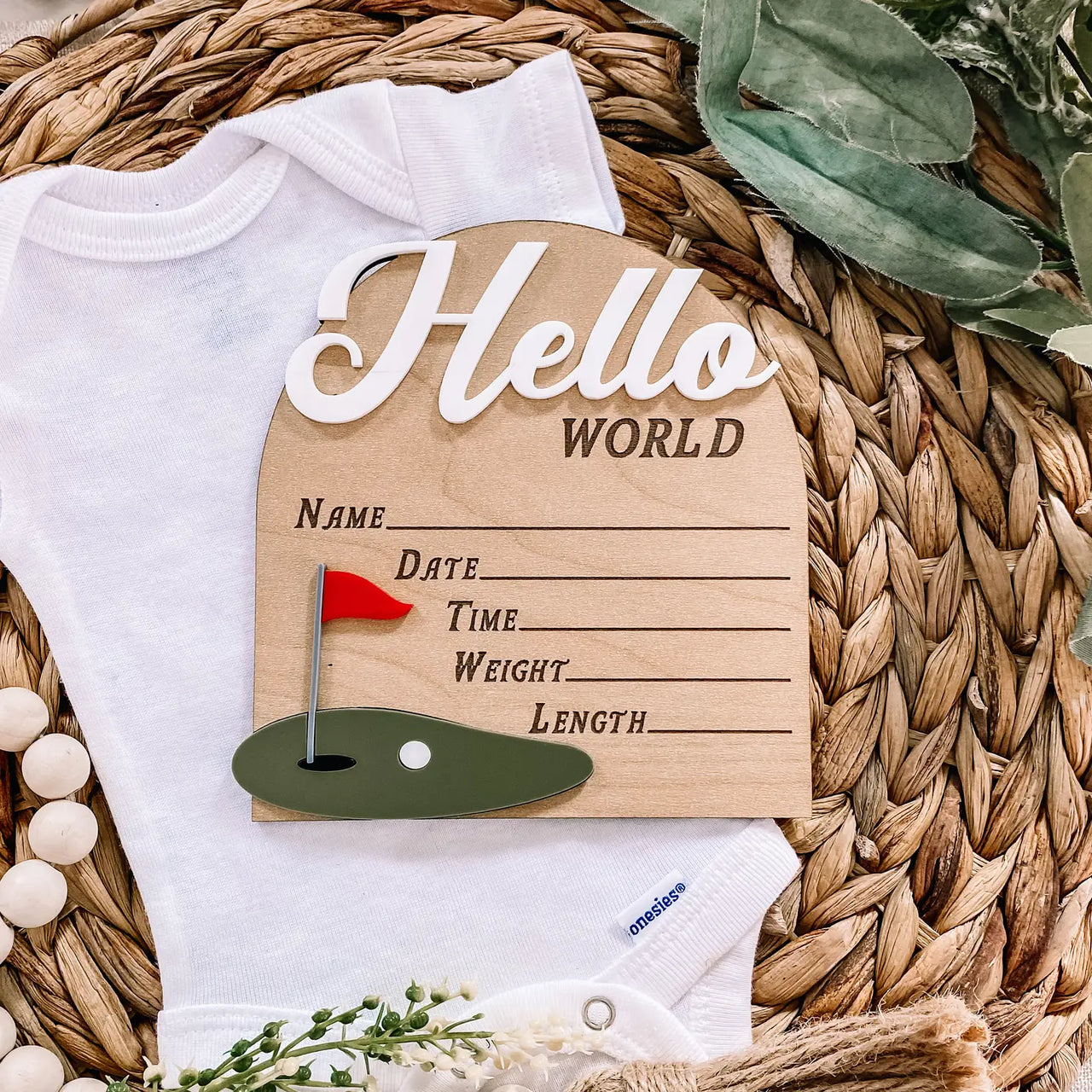 Hello World Birth Stat Sign | Golf