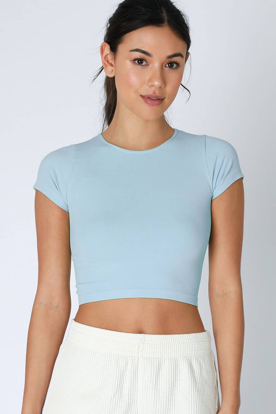 Jersey Crew Neck Crop Tee | One Size