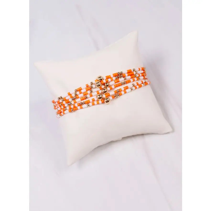 Seamus Beaded Bracelet Set | Orange
