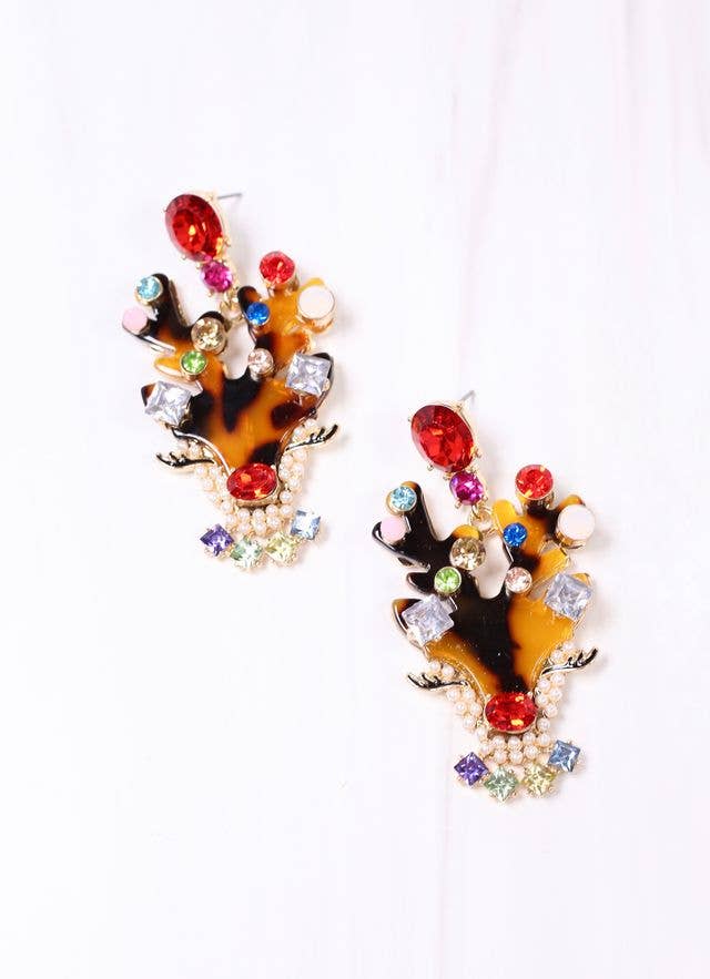 Dancer Embellished Reindeer Earring