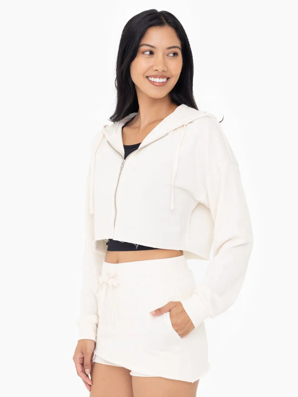 Crop Zip Hoodie | NATURAL **FINAL SALE**