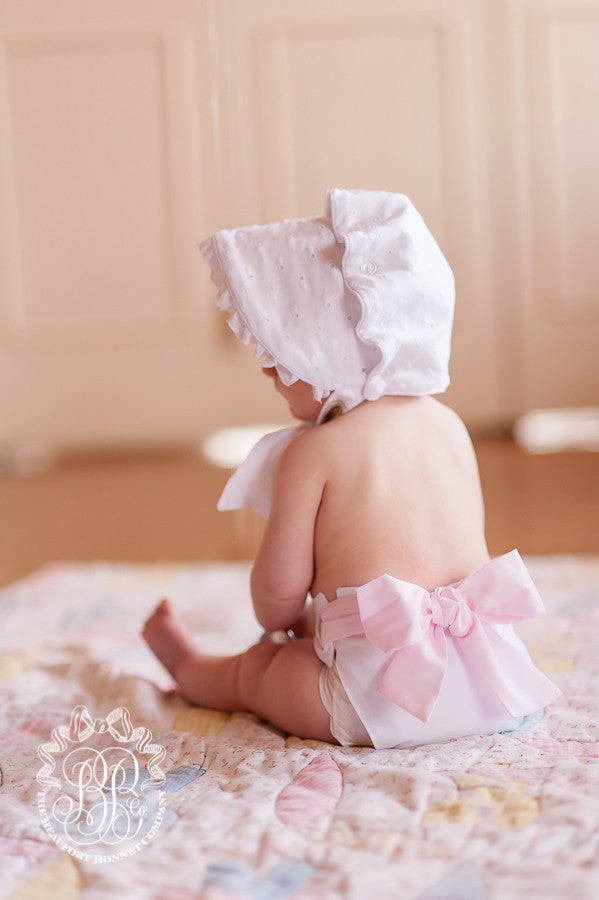 Baby Bow Bottom Bloomer | Worth Avenue White With Palm Beach Pink