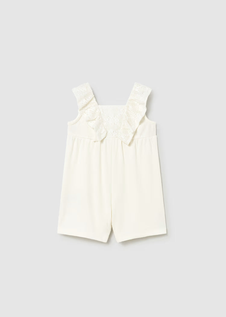 Baby Girls Crochet Romper | Ivory