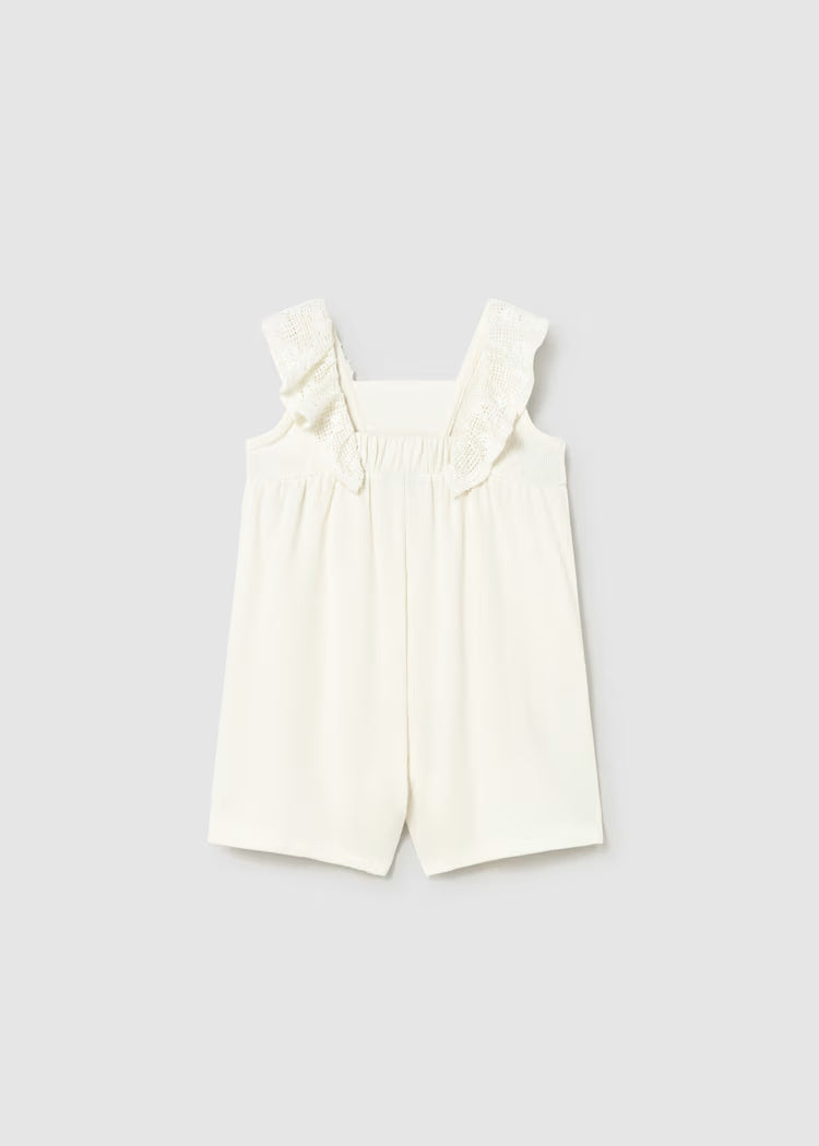 Baby Girls Crochet Romper | Ivory