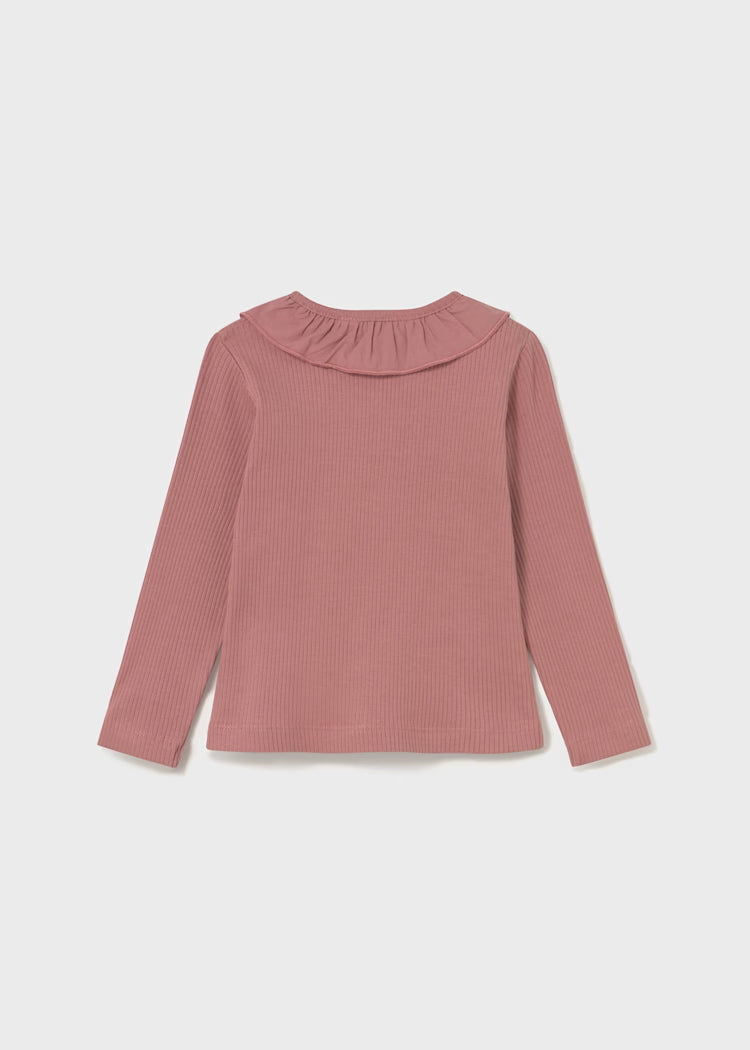 Baby Ribbed Long Sleeve Polo with Ruffle Collar