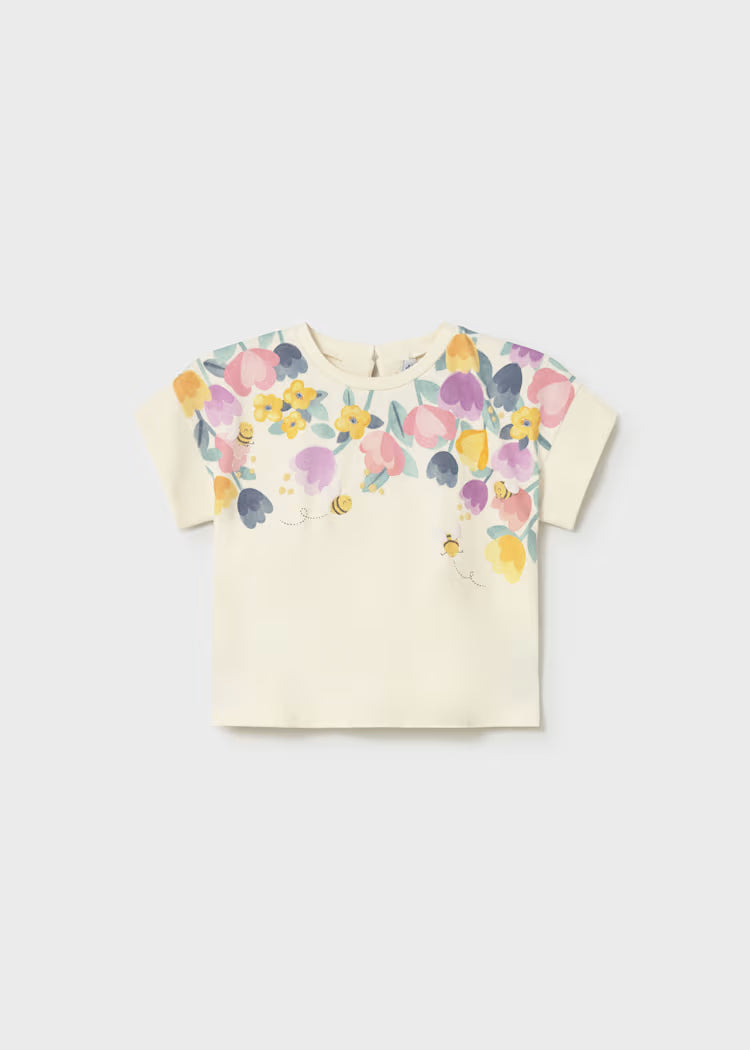 Baby Girl Silkscreen T-Shirt | Flowers & Bees