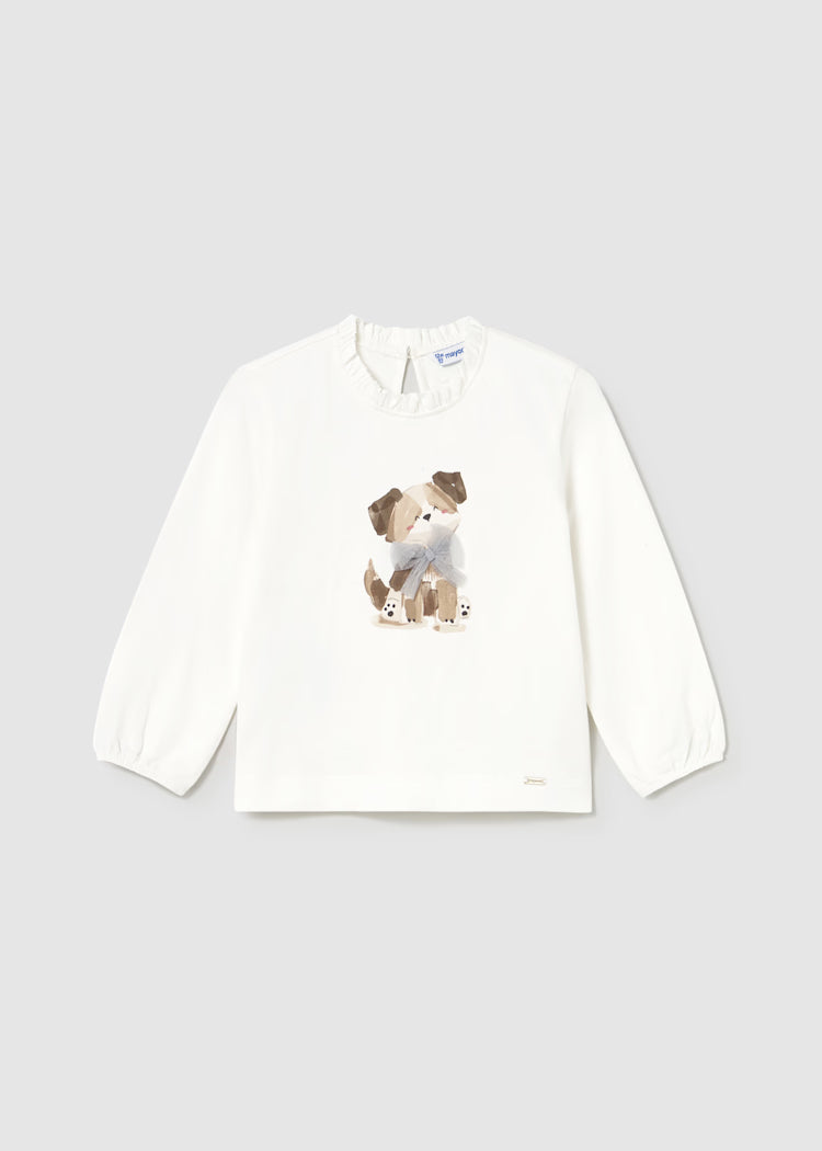 Baby Long Sleeve T-Shirt with Dog Applique