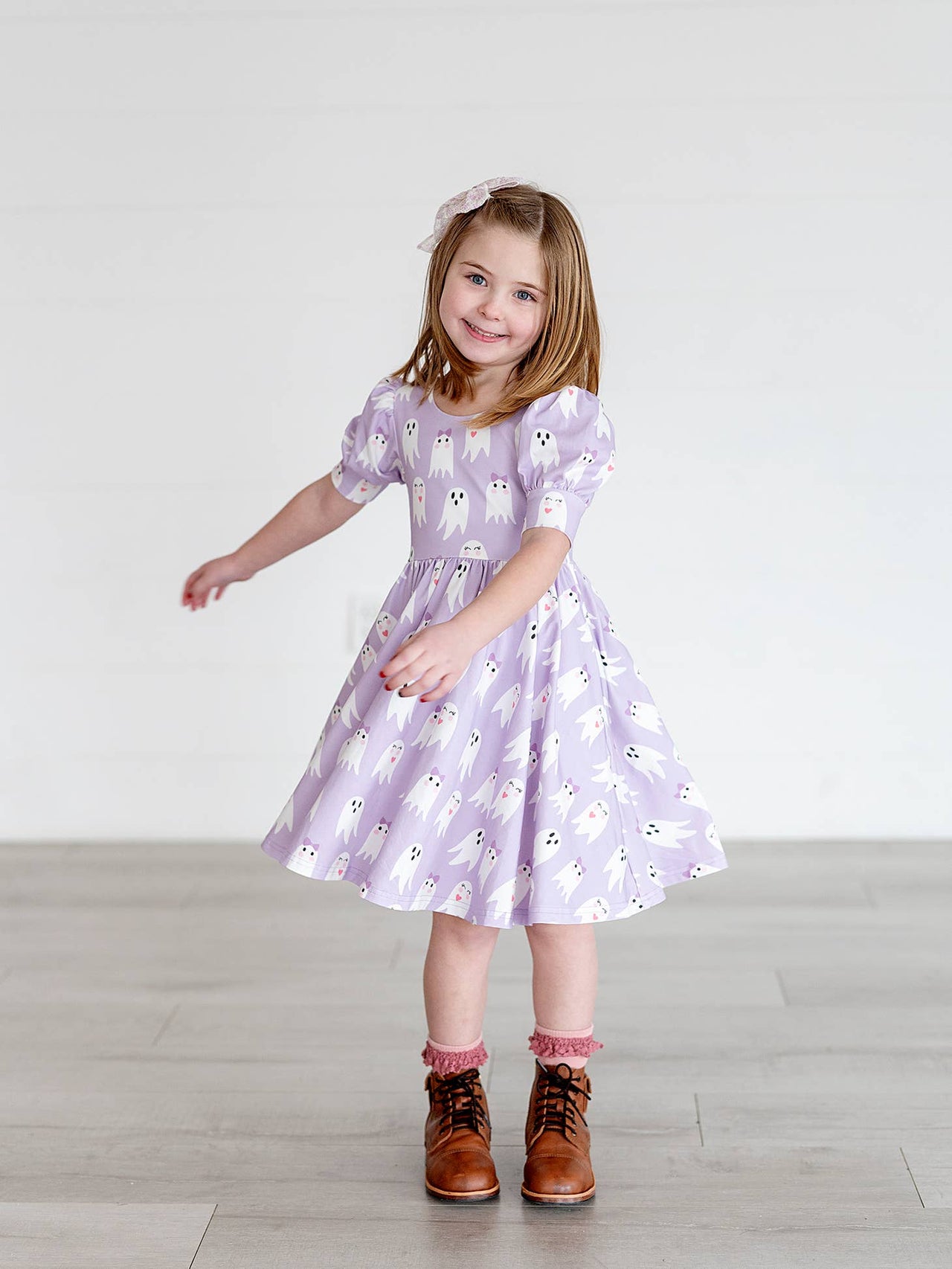 Puff Twirl Dress in Purple Girly Ghost