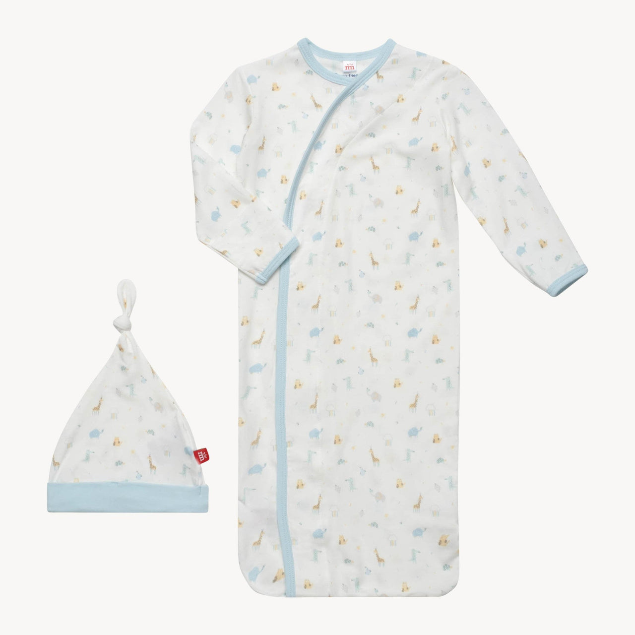 Organic Cotton Sleeper Gown + Hat Set | Blue Little Bitty Pretty One