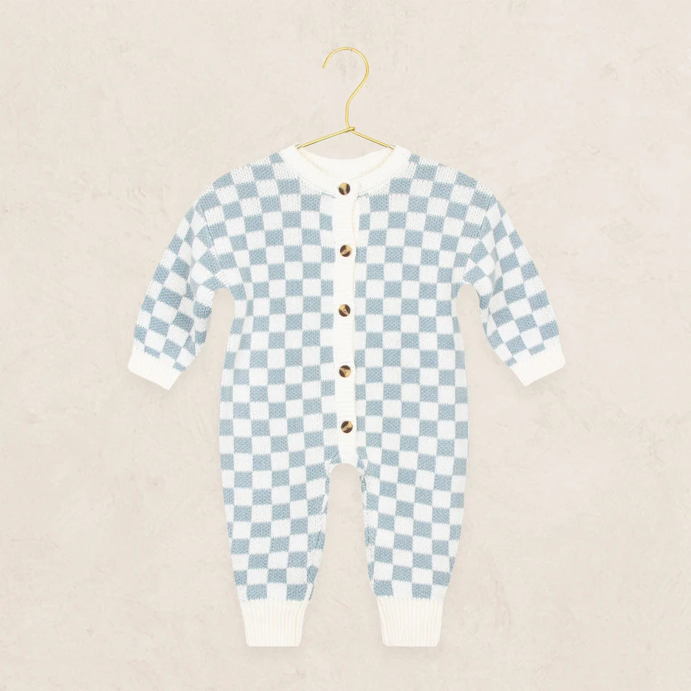 Knit Long Sleeve Onesie | Steele Checkered