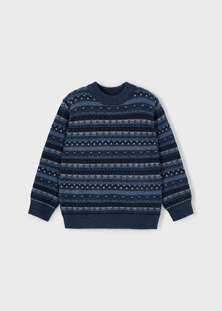 Boy Jacquard Knit Sweater | Steel Blue