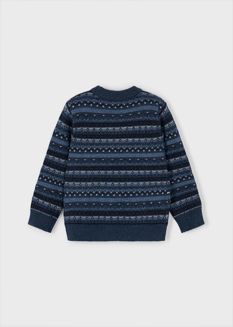 Boy Jacquard Knit Sweater | Steel Blue