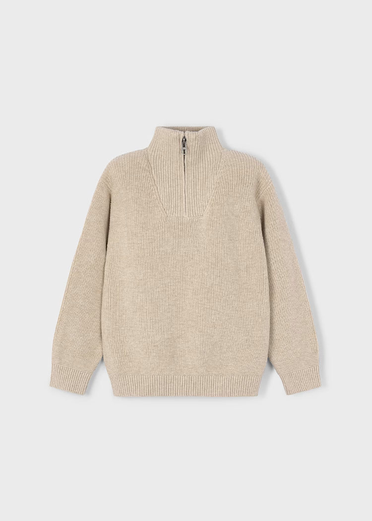 Boy Quarter Zip Sweater | Beige